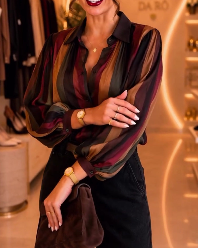 Blus Retro Rand Puffärm