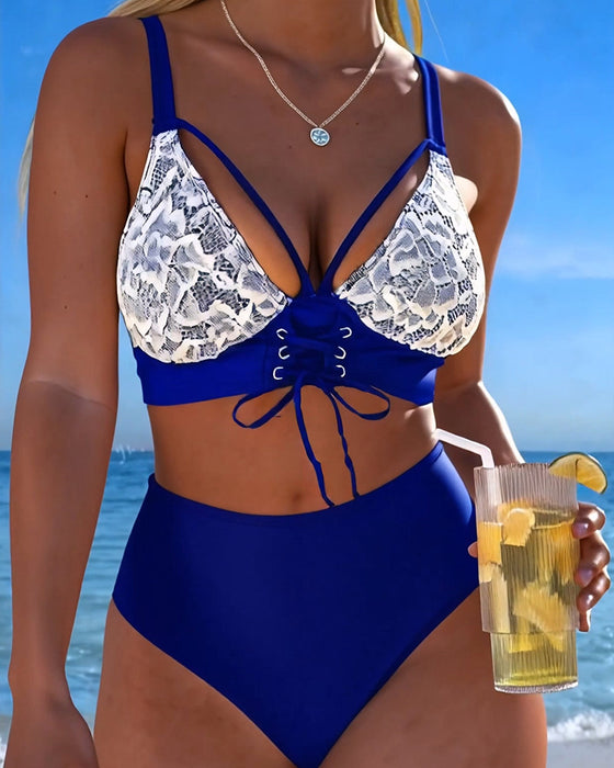 Bikini Spets Patchwork Knyt-Sida