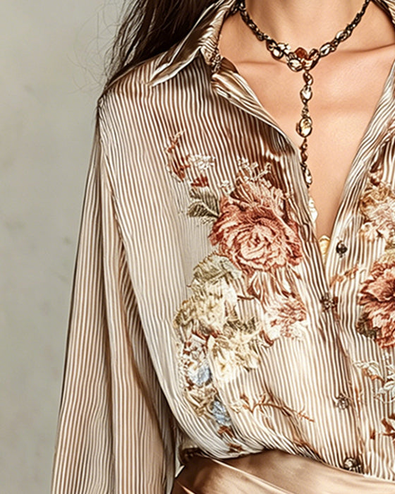 Blus Slag Blommig Rand