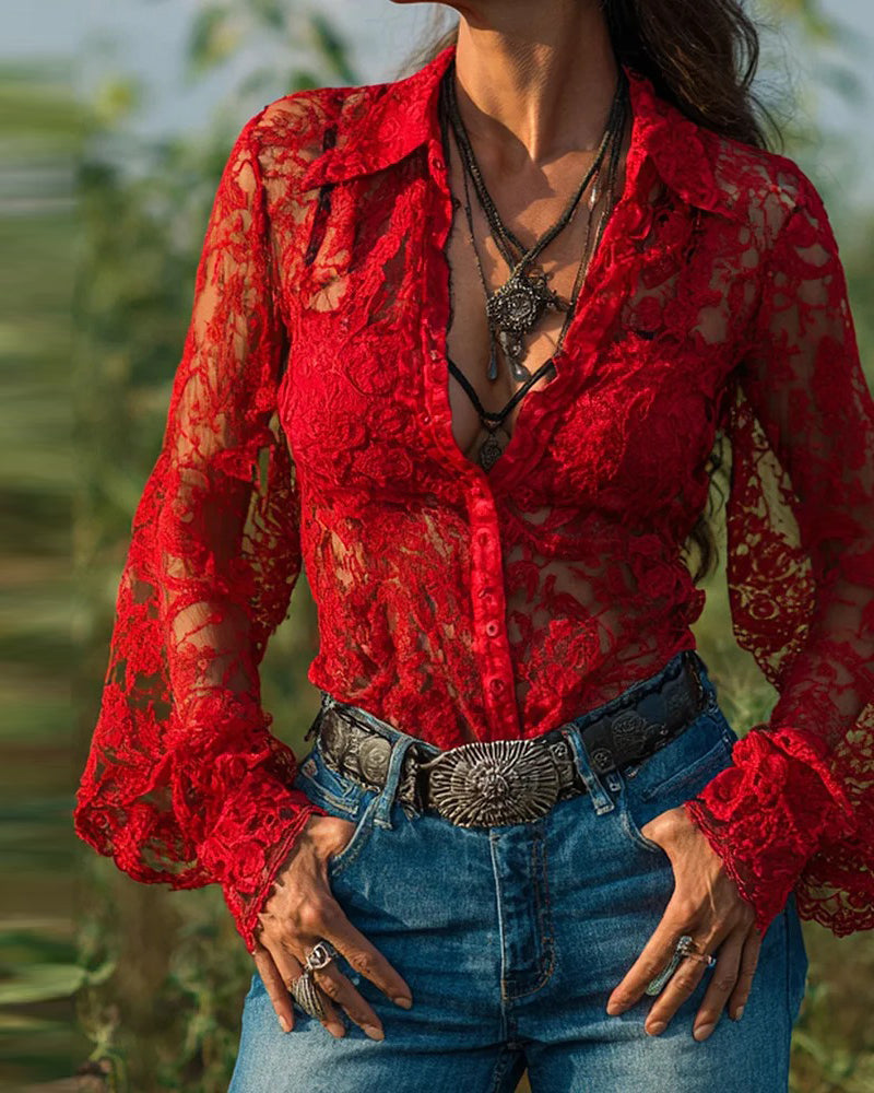 Krage Skjorta I Enfärgad Design Med Långa Ärmar