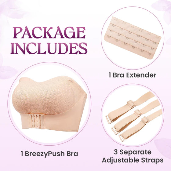 Hållbar Bekväm Strapless Push-Up Bh Med Främre Spänne