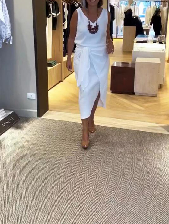 Klänning Ärmlös V-Ringning Enfärgad