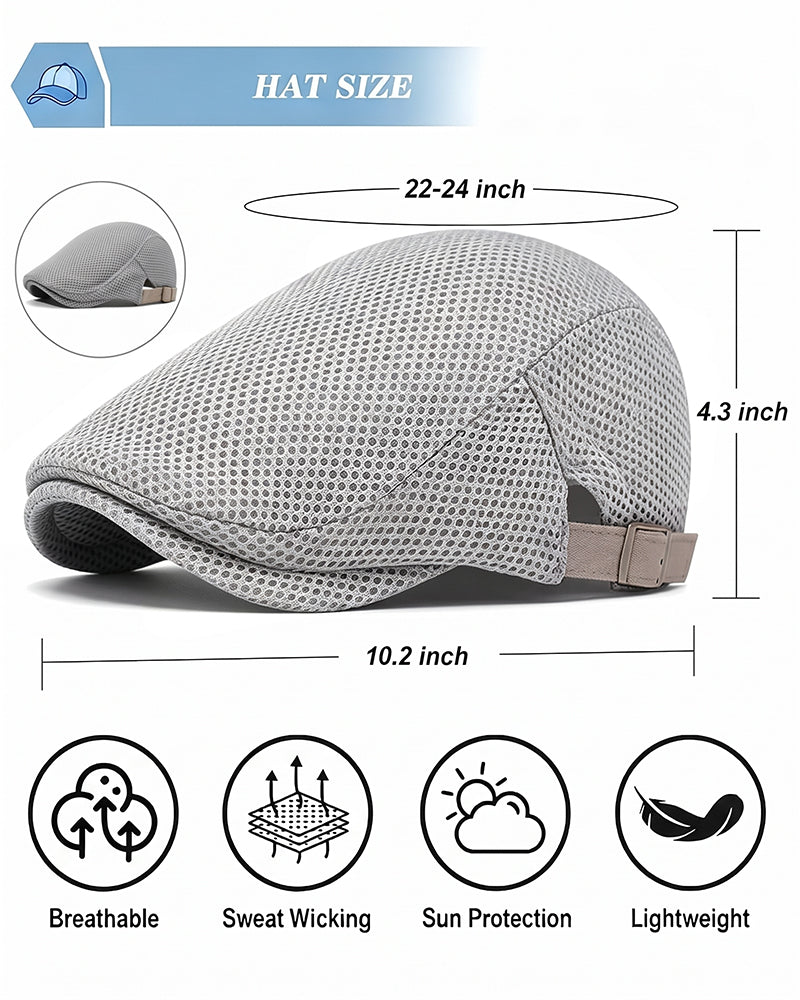Herr Andas Nät Flat Keps - Justerbar Newsboy Ivy Basker Sommarhatt