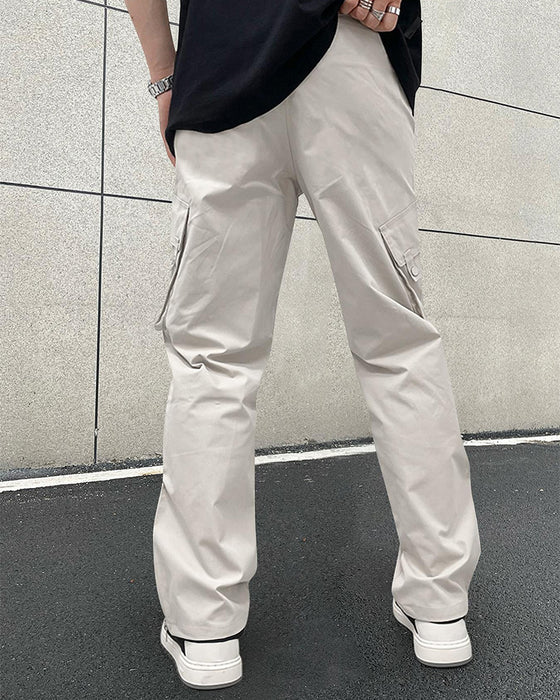 Byxor Solid Färg Dragkedja Ficka Casual Herr