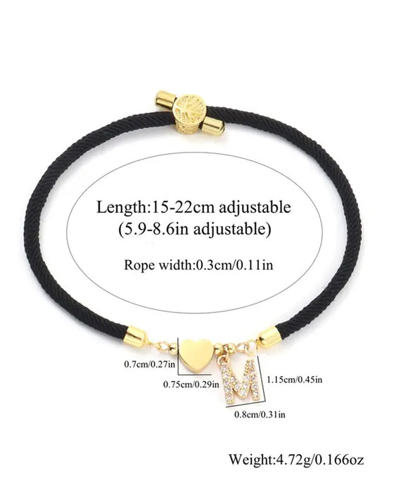 Initialt Hjärta Charm Länk Modearmband