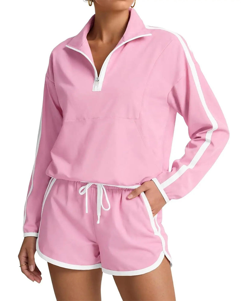Set Dragkedja-Dragsko Färgblock Casual
