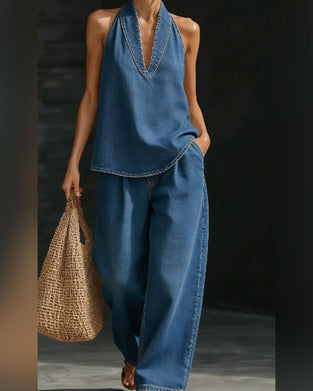 Set Mode Halterhals Denim
