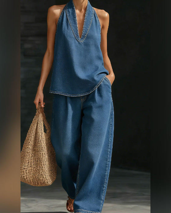 Set Mode Halterhals Denim