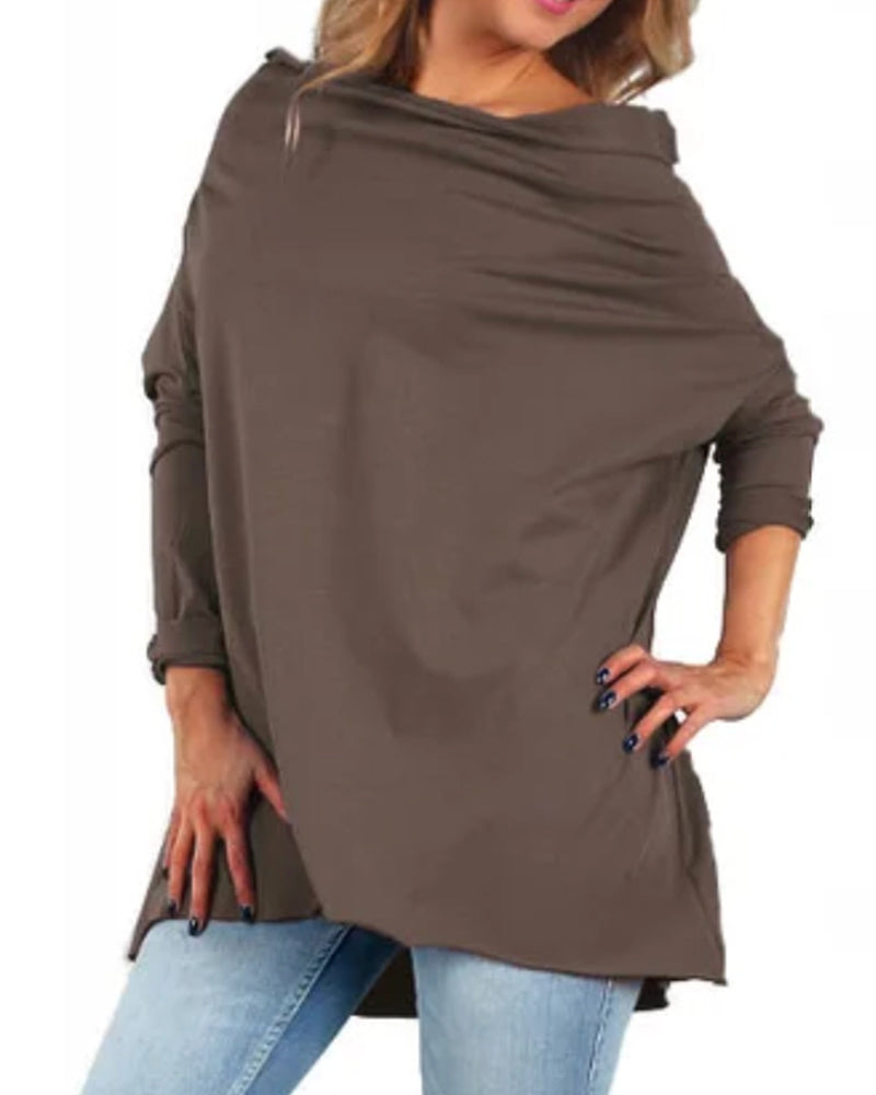 Top Draperad Krage Fladdermusärm