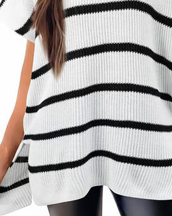 Pullover Enfärgad Rundhalsad Fladdermusärm