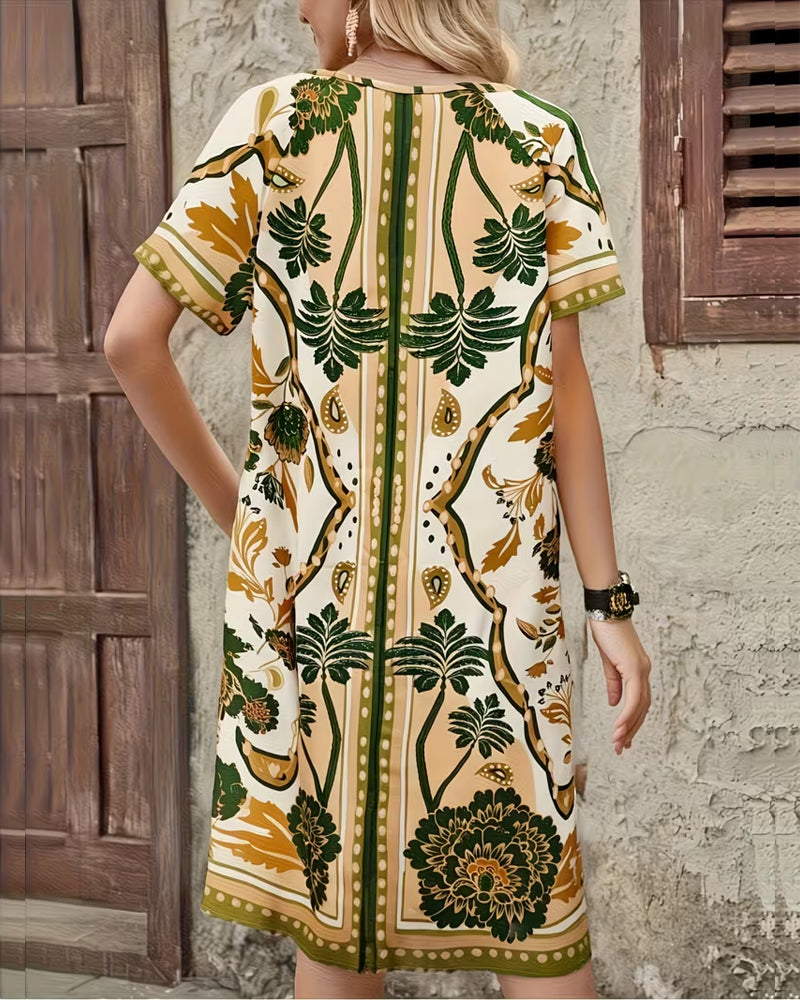 Klänning Tropiskt Blommigt Print Loose Fit A-Linje Klänning