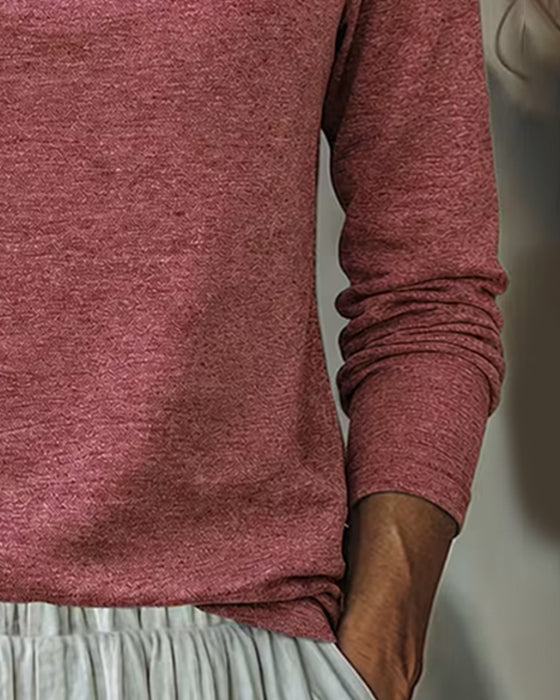 Topp Mock Neck Lång Ärm Solid