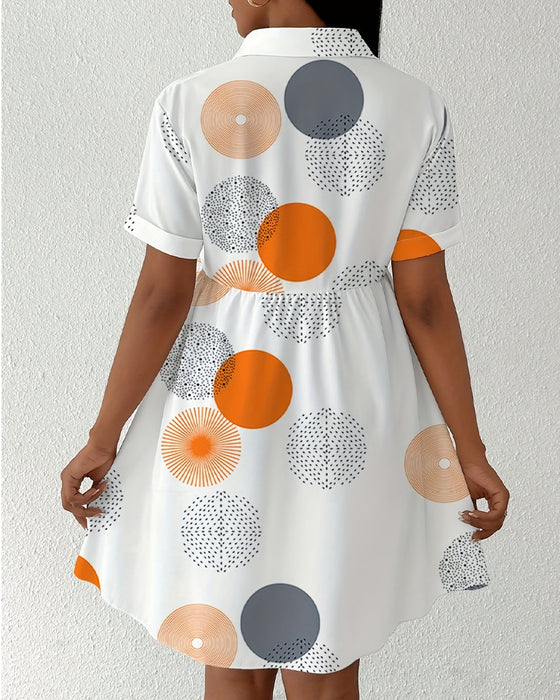 Klänning Polka Dot Tryck Skjorta