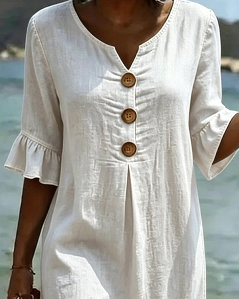 Klänning Lotus Blad Ärmar Jeans