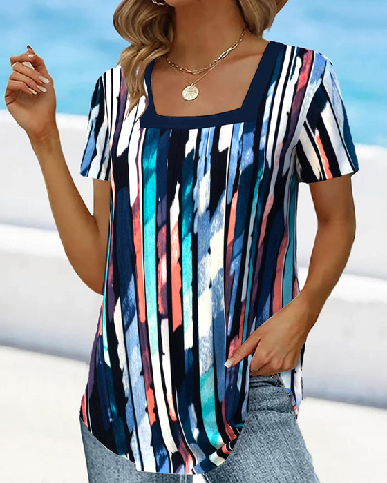 T-shirt Kortärmad Vid Krage Tryckt