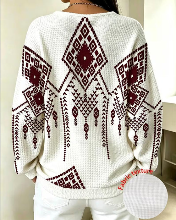 Sweatshirt Bohemisk Tryck Casual
