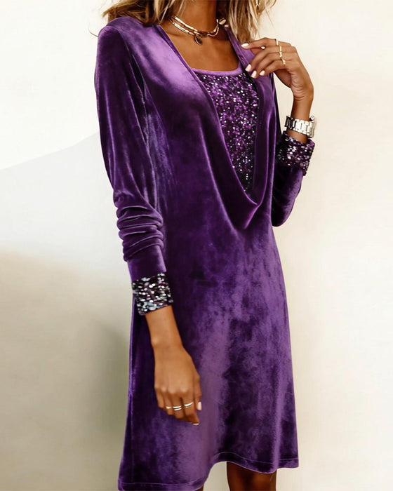 Klänning Elegant Paljett Lapptäcke