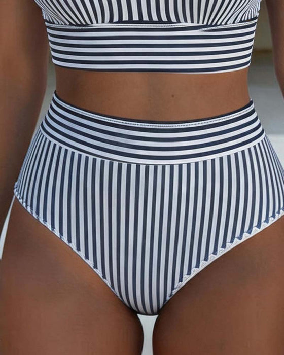 Bikini Vertikal Rand Hög Midja Sportig