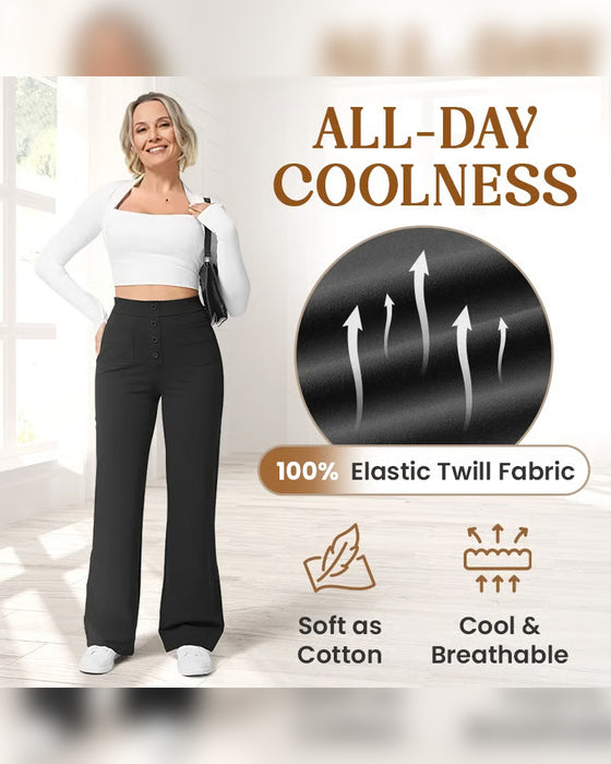 Byxor Högmidjade Knäppning Vida Ben