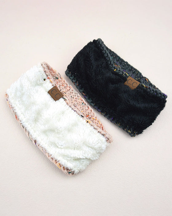 Fleece Stickad Pannband För Höst Och Vinter