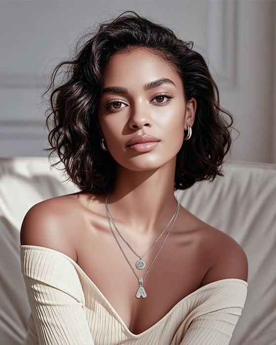 Halsband Initial Bokstav Hängsmycke 2 Förpackning