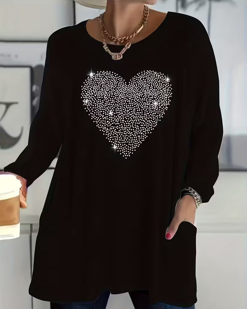 Topp Fin Glitter Kärlek Ficka Design