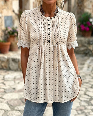Blus Bubbel Ärm Polka Dot
