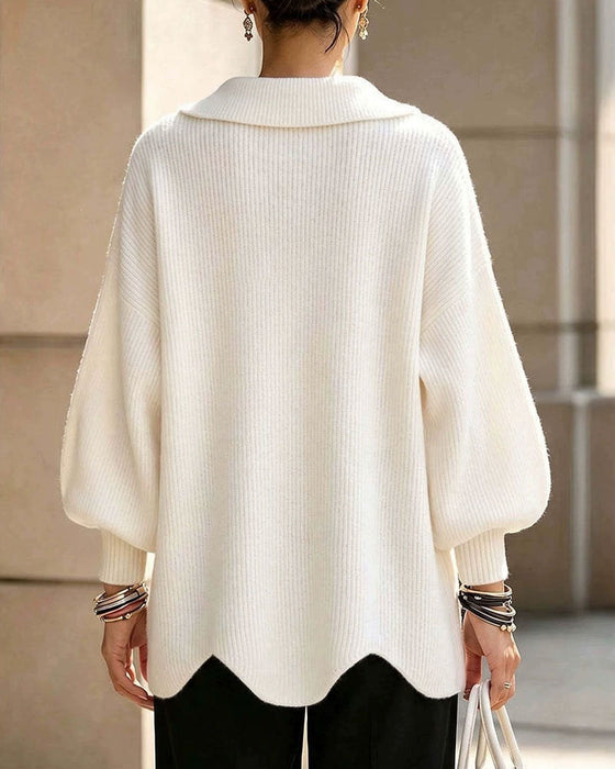 Pullover Enfärgad Revers