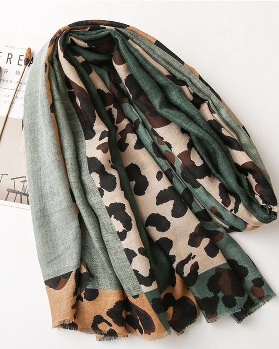 Dam Halsduk Leopard Lapptäcke Print Fransar Schal