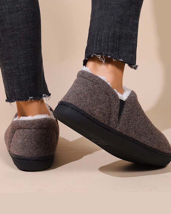 Plysch enfärgad all-inclusive platta skor