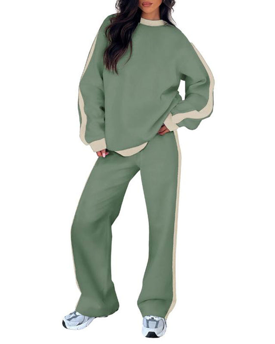 Set Sidofärgblock Rund Halsning Sweatshirt
