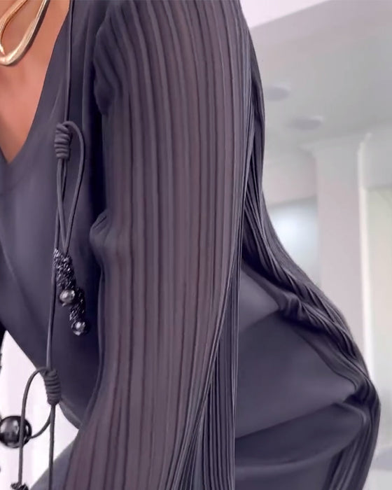 Enfärgad slits casual klänning