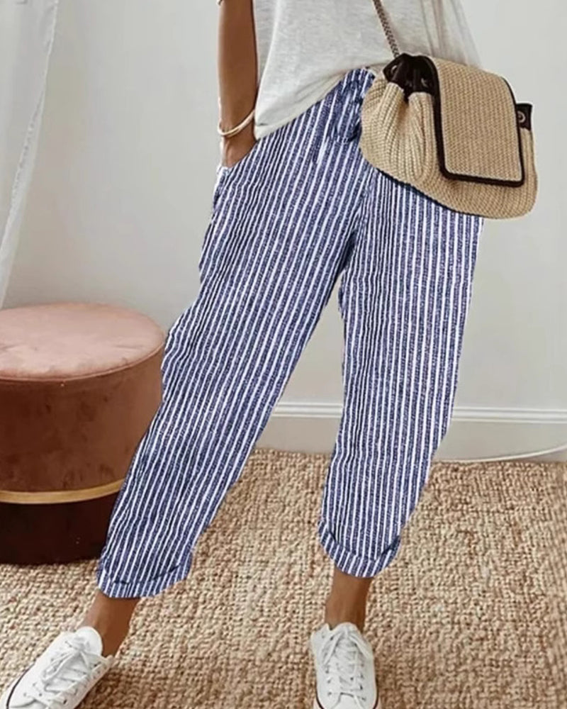 Byxor Casual Randig Croppad