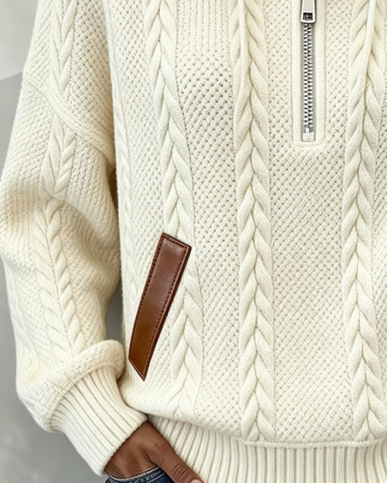 Hoodie Dragkedja Casual Polokrage