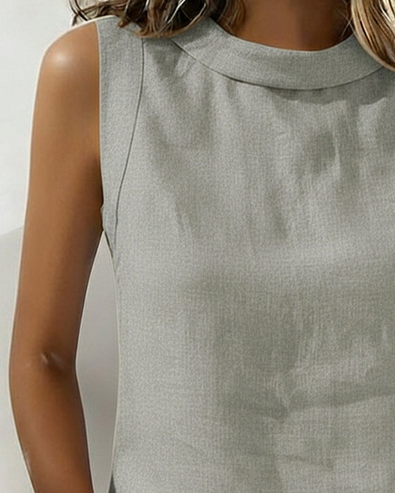 Blus Kraglös Ärmlös Elegant