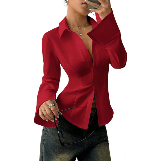 Elegant Slim-Fit Damskjorta