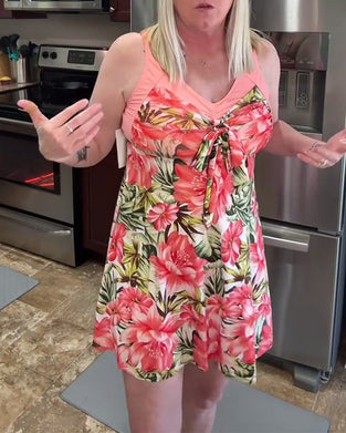 Tvådelad baddräkt med resorttryck och rosett