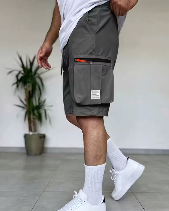 Herr Byxa Enfärgad Loose Fit Kort Cargo
