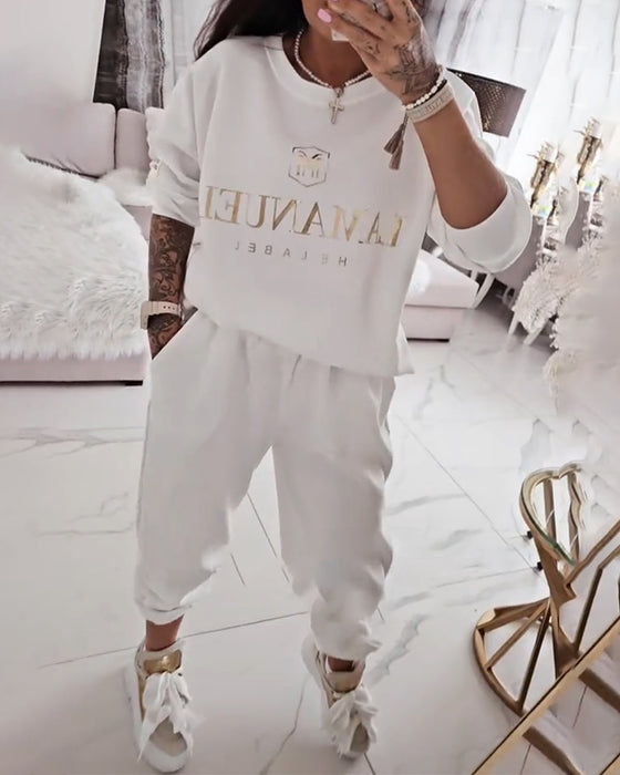 Set Sportig Casual Tryckt Tvådelad