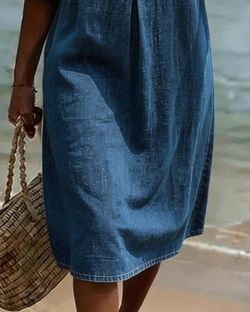 Klänning Lotus Blad Ärmar Jeans