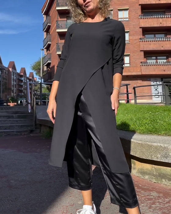 Skjorta Fashionabla Irregular Slit