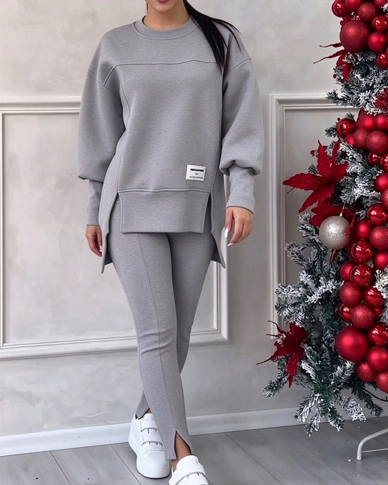 Set Tryckt Sweatshirt Och Joggingbyxor
