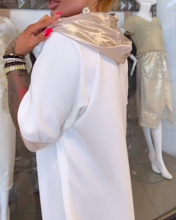 Klänning Huvtröja Enfärgad Lös Slits