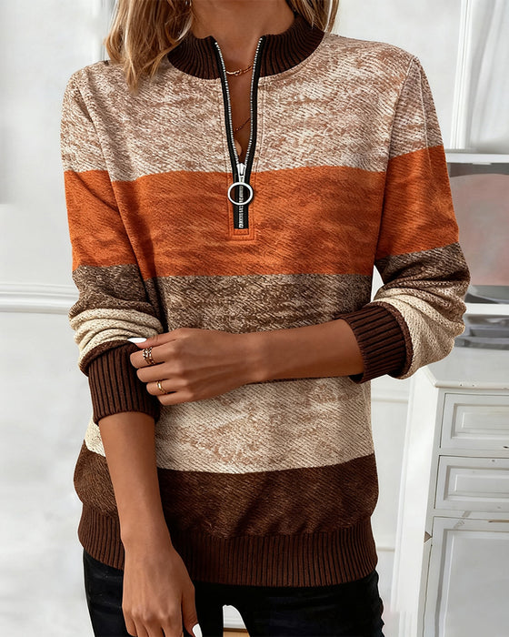 Swearshirt Med Ståkrage Och Ränder