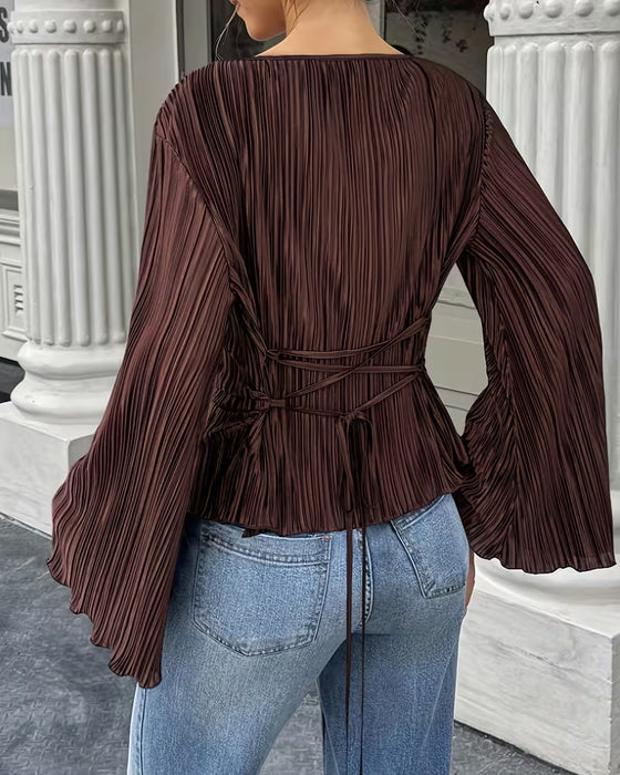 Blus Enfärgad Flareärm
