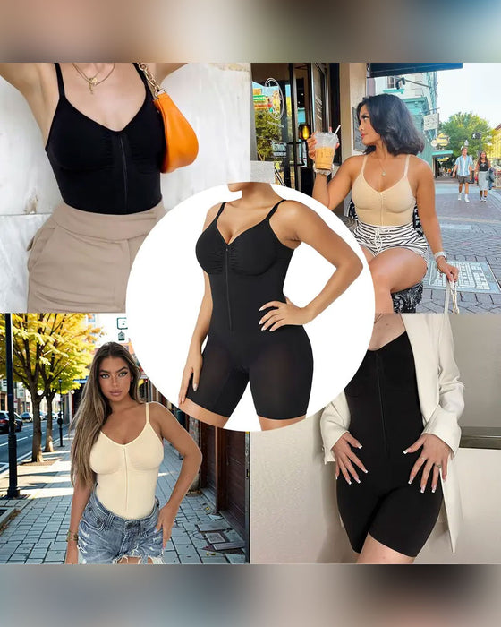 Shapewear för Kvinnor Magkontroll Bodysuit Dragkedja Komfort Ultra Stretchtyg