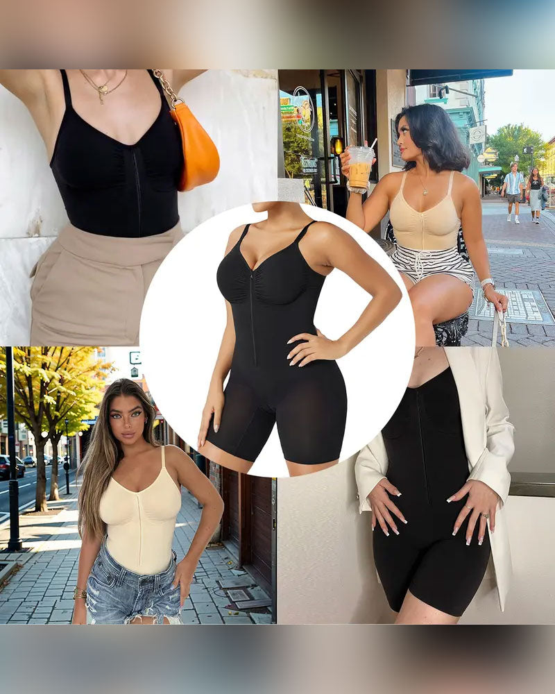 Shapewear för Kvinnor Magkontroll Bodysuit Dragkedja Komfort Ultra Stretchtyg