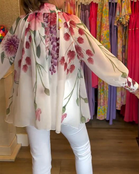 Blus Lyktärm Vardaglig Tryckt