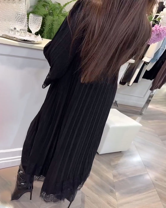 Klänning Rund Hals Lös Spets Patchwork