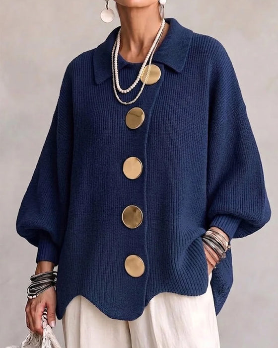 Cardigan Stor Metallknapp Slag